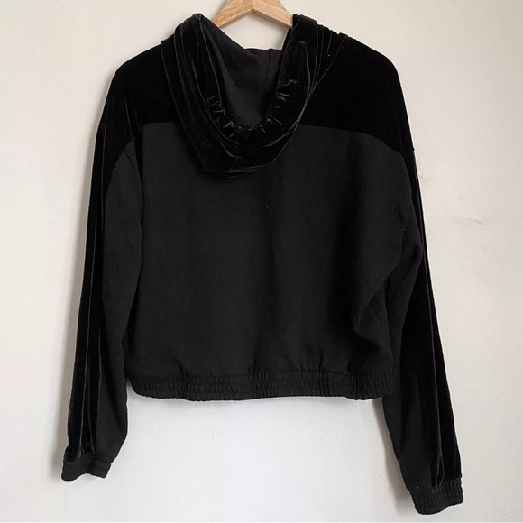 Victoria's Secret PINK size small crop top sweatshirt hoods black clover - Picture 2 of 9